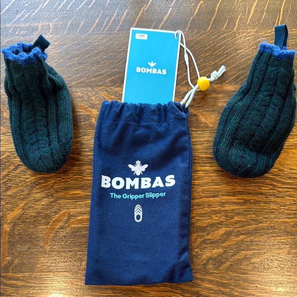 Bombas Toddler 5-7 Gripper Slipper Socks - green and blue